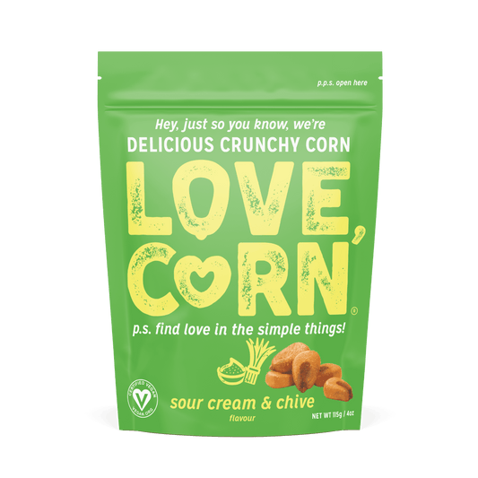 6 x Love Corn Premium Crunchy Corn Sour Cream & Chive - 115g