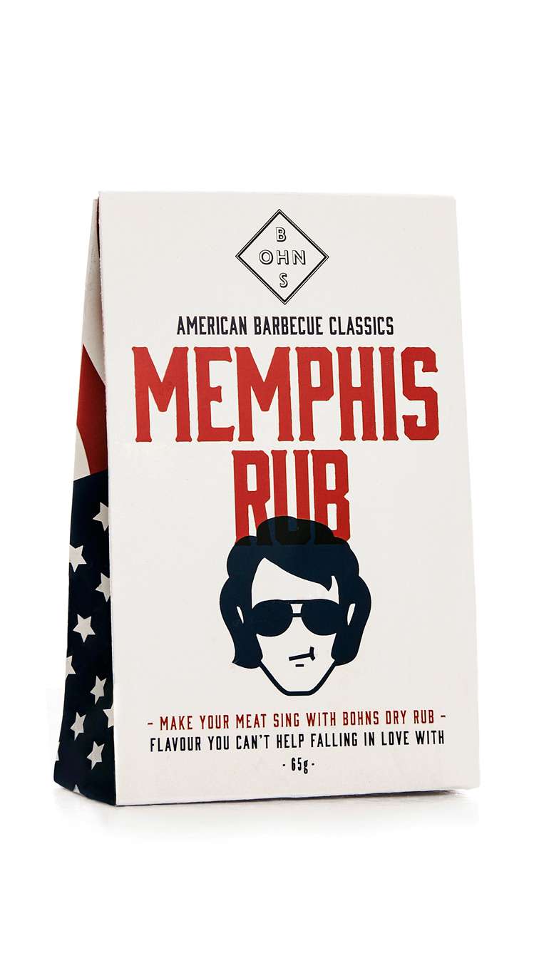 6 x Bohns Memphis Rub BBQ Dry Spice Rub - 60g