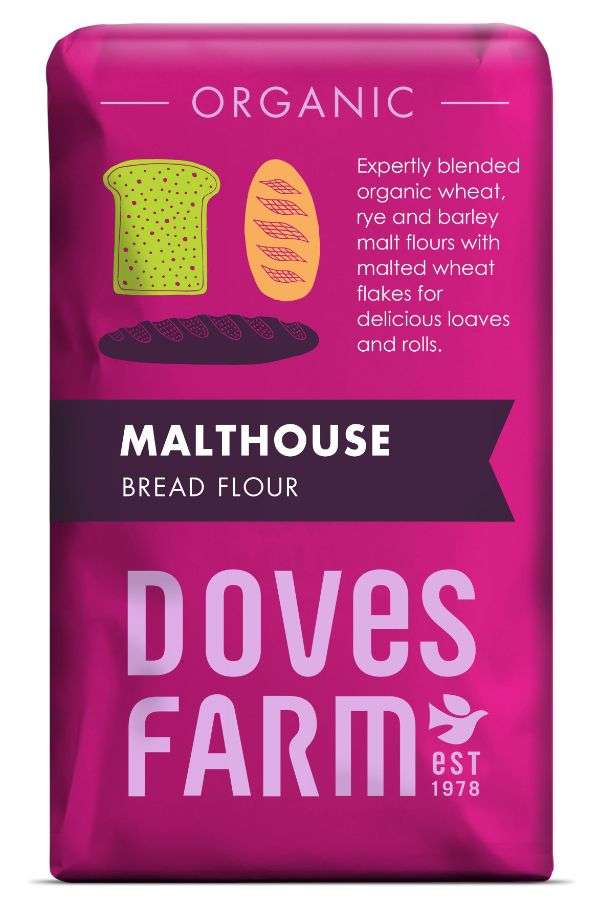5 x Doves Farm Organic Malthouse Bread Flour - 1kg