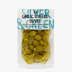 6 x Silver & Green Garlic Stuffed Olives - 220g
