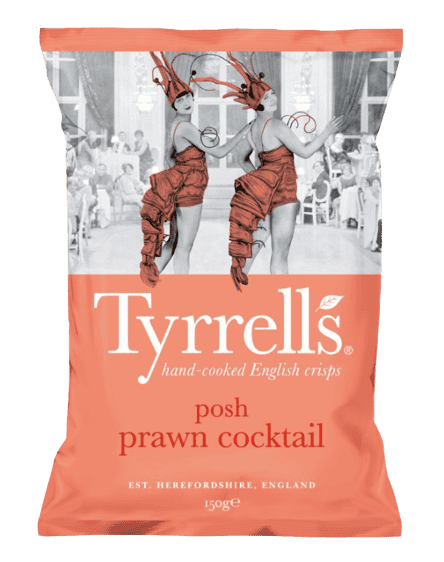 8 x Tyrrells Prawn Cocktail Potato Crisps - 150g