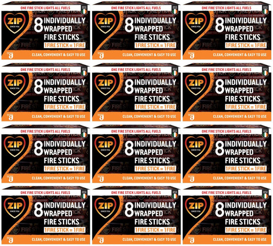 12 x Zip 8 Individually Wrapped Fire Sticks