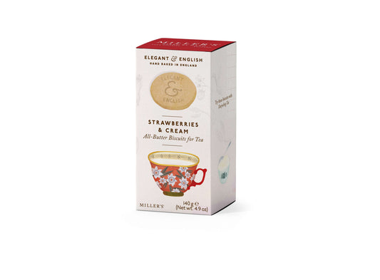 Elegant & English Strawberries & Cream Biscuits - 140g