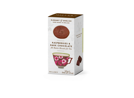 Elegant & English Raspberry & Dark Choc Biscuits - 140g