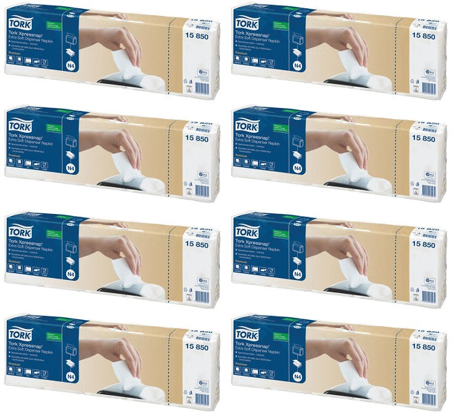 8 x Tork Xpressnap Ex Soft White Dispenser Napkin 2F 200Px5  N4