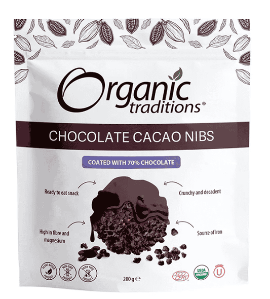 Organic Traditions Org Choc Coated Cacao Nibs - 200g