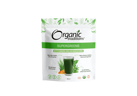 Organic Traditions Org Super Greens with Turmeric - 100g
