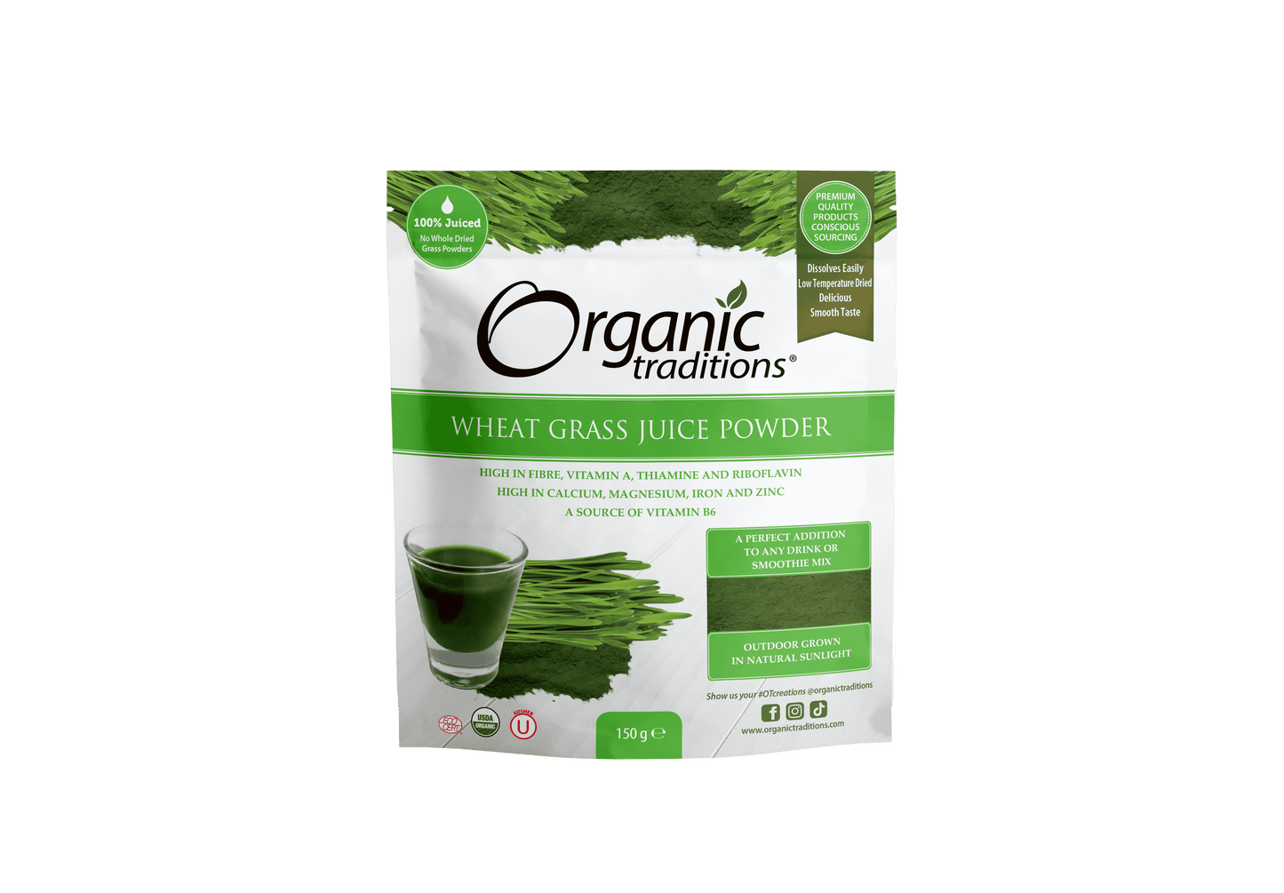 Organic Traditions Org Wheat Grass Juice Powder - 150g