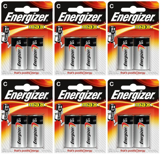 6 x Energizer Max C Batteries Alkaline 2 Pack
