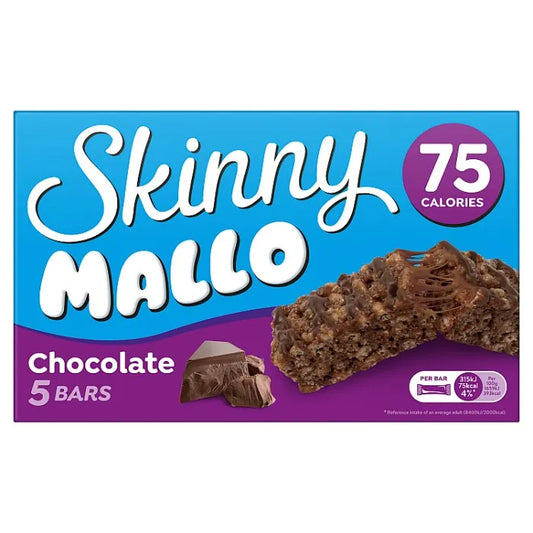 10 x Skinny Mallo Chocolate Snack Bars 5 Pack - 5X19GM
