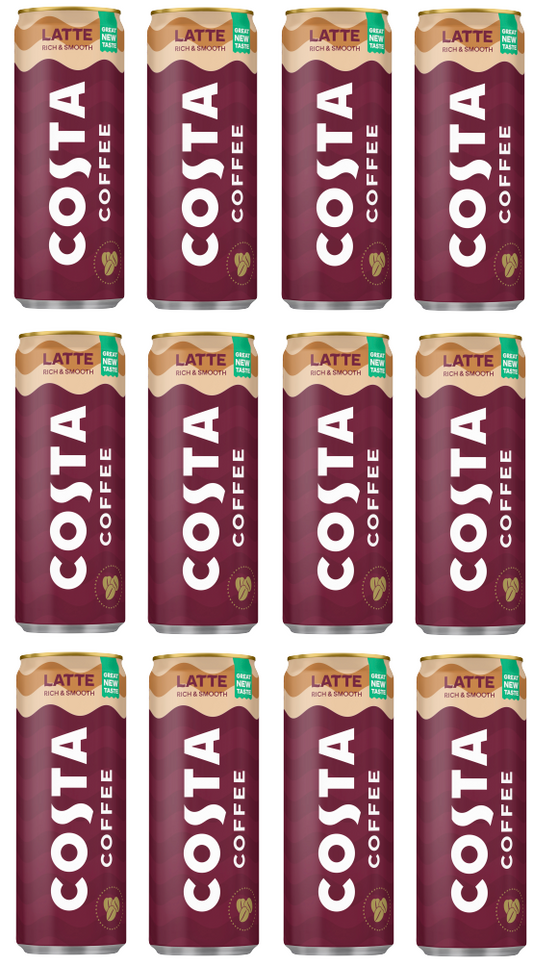 12 X Costa Coffee Latte Can 250ML