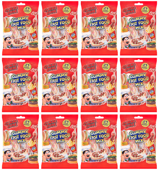 12 X Gummi Zone Gummy Fast Food Mix Multibag 172G