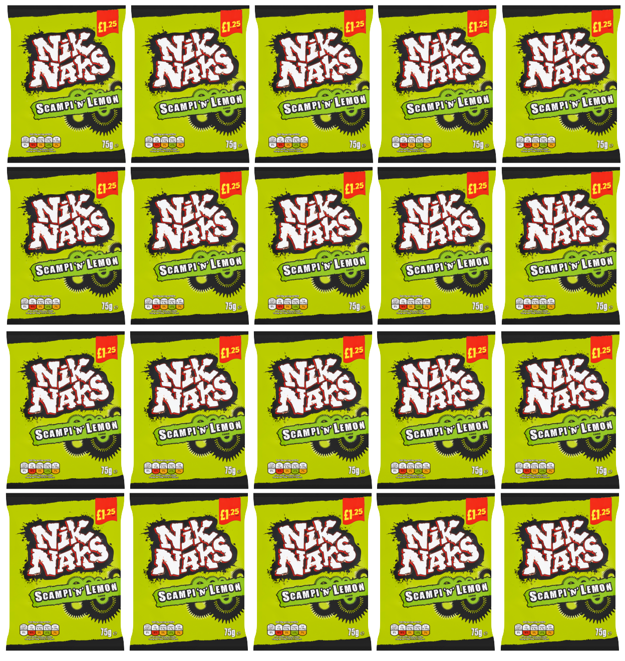 20 x Nik Naks Scampy & Lemon - 75Gm