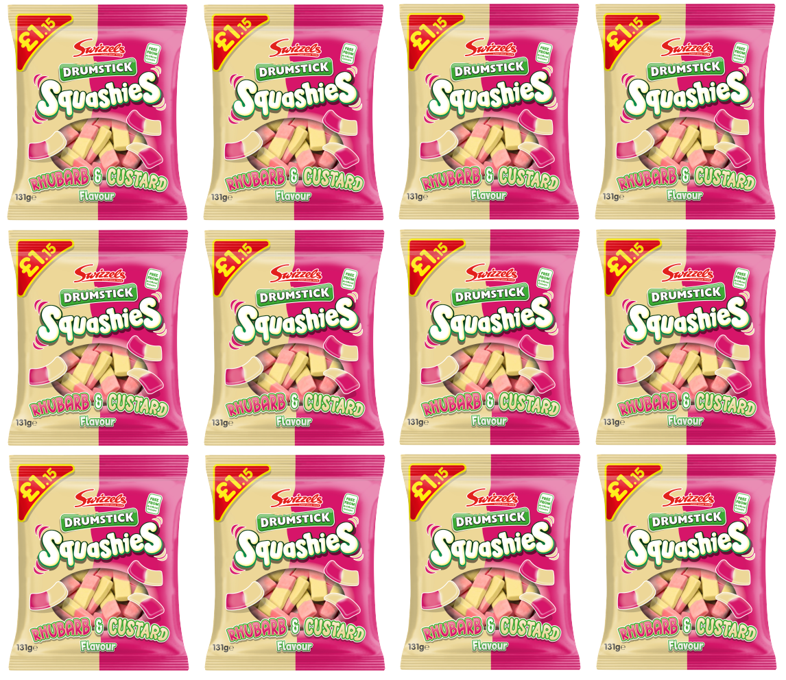 12 x Swizzels Squashies Rhubarb & Custard - 120Gm