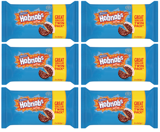 6 x Mcvities Milk Chocolate Hobnobs Twin 2X262Gm