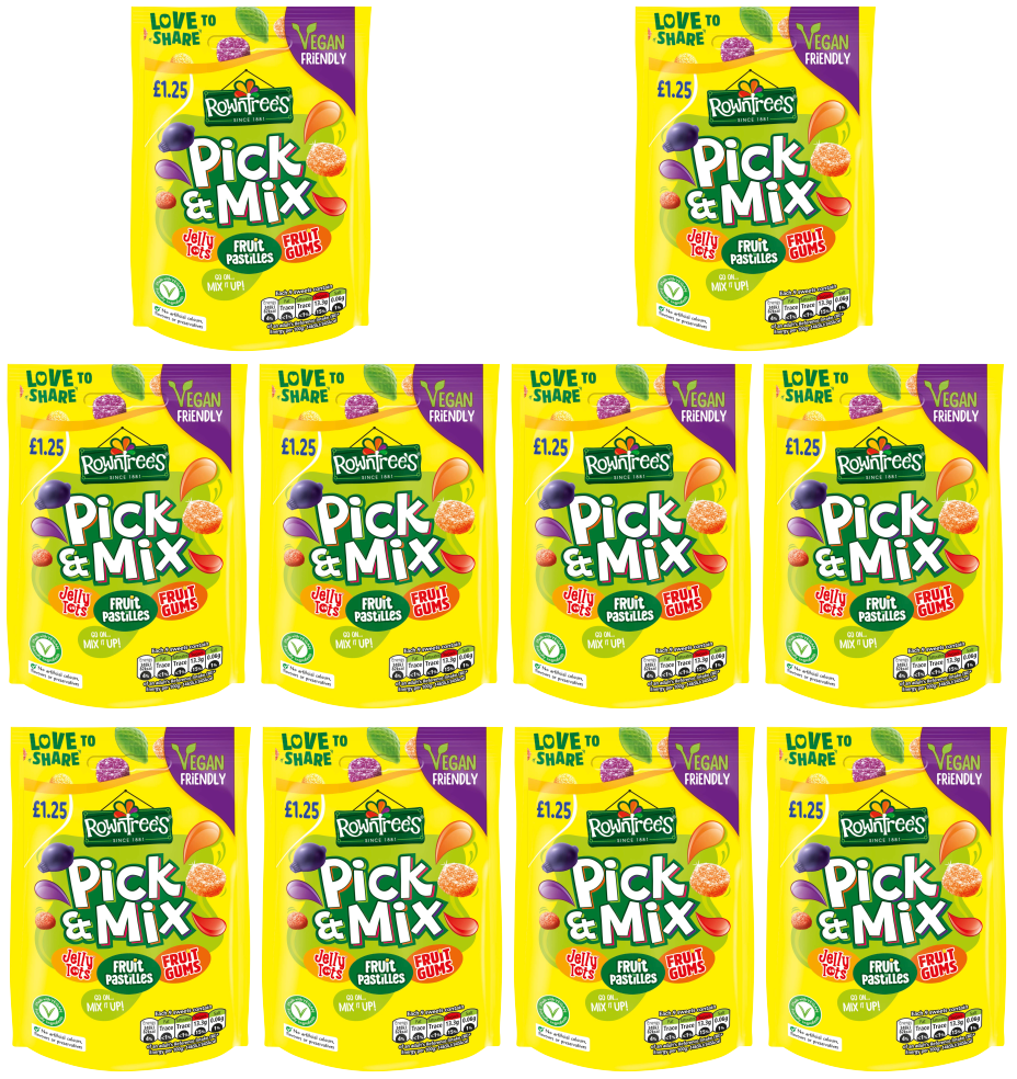 10 x Rowntrees Pick N Mix Pouch Vegan - 120Gm