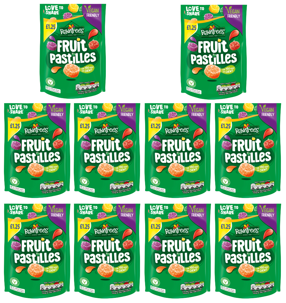 10 x Rowntrees Fruit Pastilles Sharing Bag - 114Gm