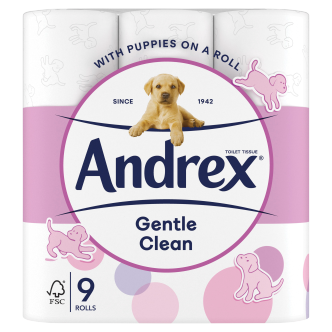 5 x Andrex Gentle Clean Toilet Tissue - 9 PACK