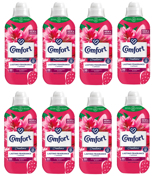 8 x Comfort Creations Strawberry & Lily 30 Wash - 900ML