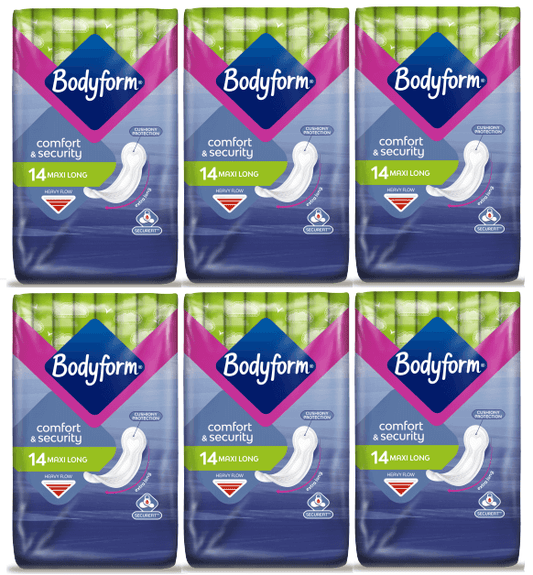 6 x Bodyform Maxi Long - 14 Pack