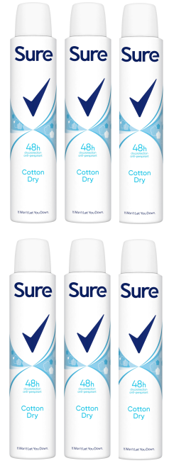 6 x Sure Women Anti P Cotton - 200ML