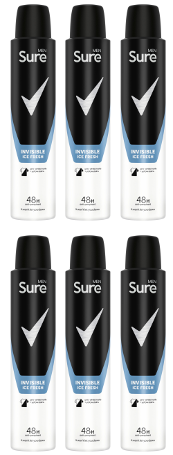 6 x Sure Men Anti P Invisible Ice - 200ML