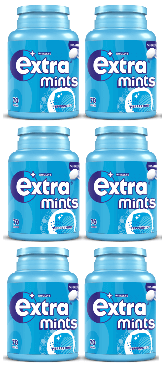 6 X Extra Mints Peppermint Bottle 70 Pc