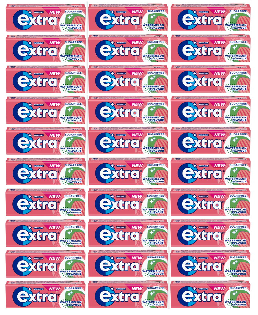 30 x Extra Watermelon Chewing Gum Sugar Free 10 Pieces - 10 PCE
