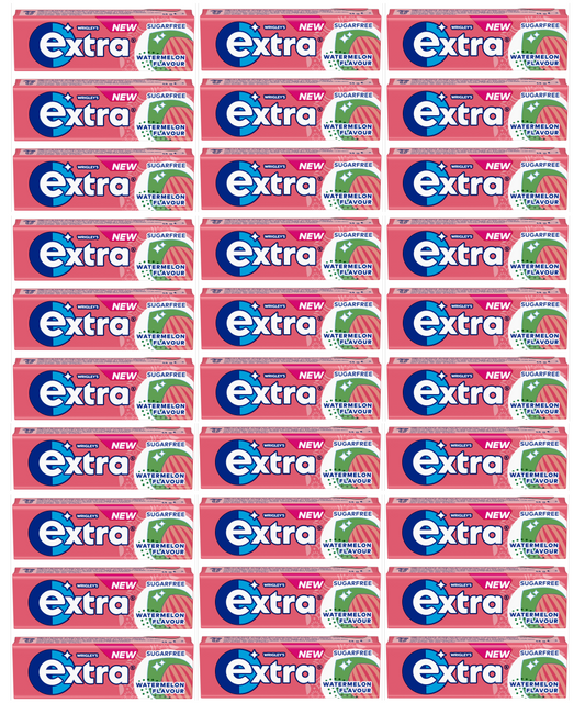 30 x Extra Watermelon Chewing Gum Sugar Free 10 Pieces - 10 PCE