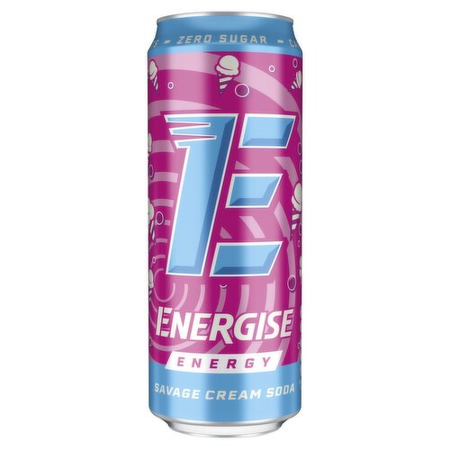 18 x Energise Energy Savage Cream Soda Can 330Ml