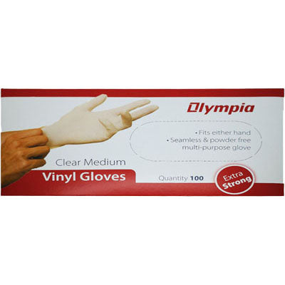 1000 x Clear Vinyl Gloves Medium Powder Free - 100 PACK