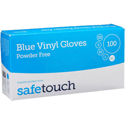 1000 x Blue Vinyl Gloves Medium Powder Free - 100 PACK
