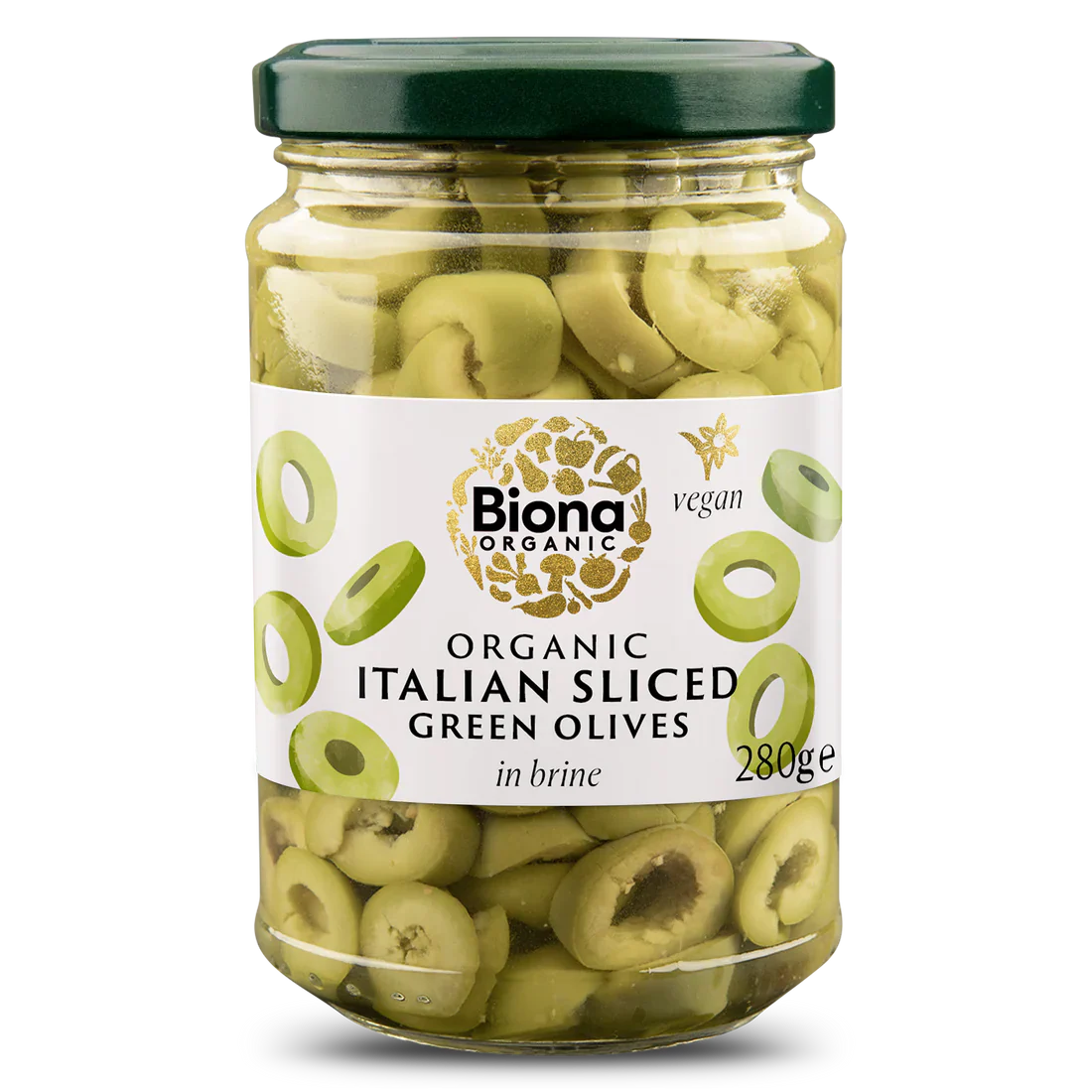 Biona Sliced Green Olives Brine Org - 280g