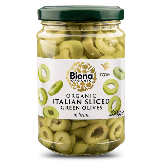 Biona Sliced Green Olives Brine Org - 280g