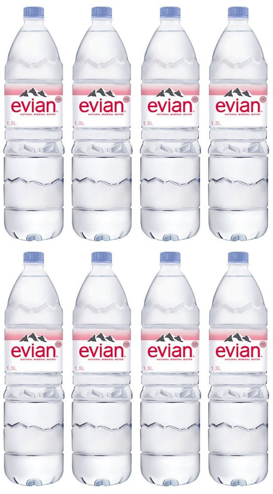 8 x Evian Natural Mineral Water 1.5L