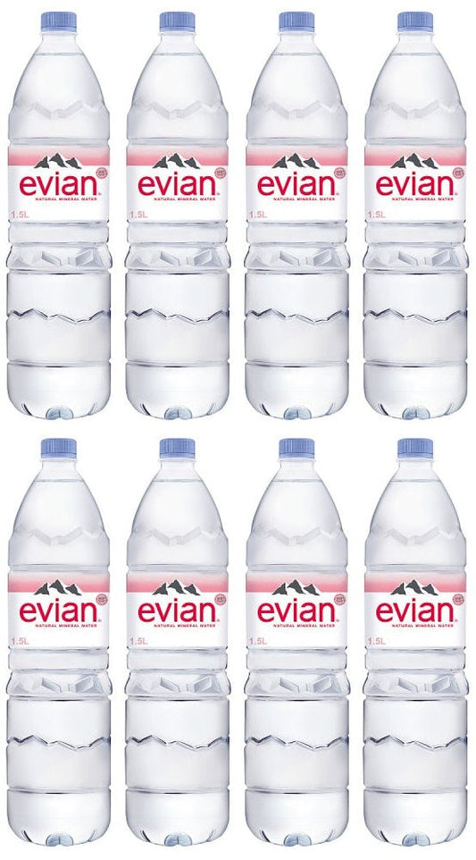 8 x Evian Natural Mineral Water 1.5L