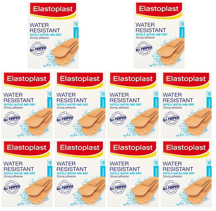 10 x Elastoplast Water Resistant Plastic Plasters (10 Pcs)