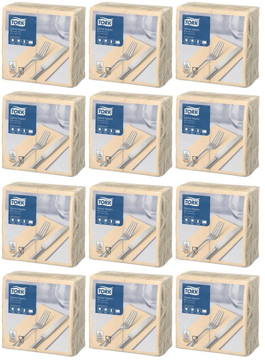 12 x 478711 Tork Linstyle® White Dinner Napkin, 4-Fold, 50Nap X12