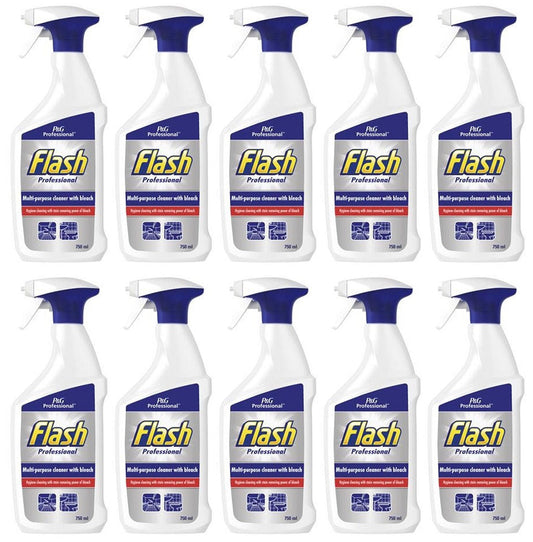 10 x Flash Professional Multi-Purpose Cleaner With Bleach 750Ml