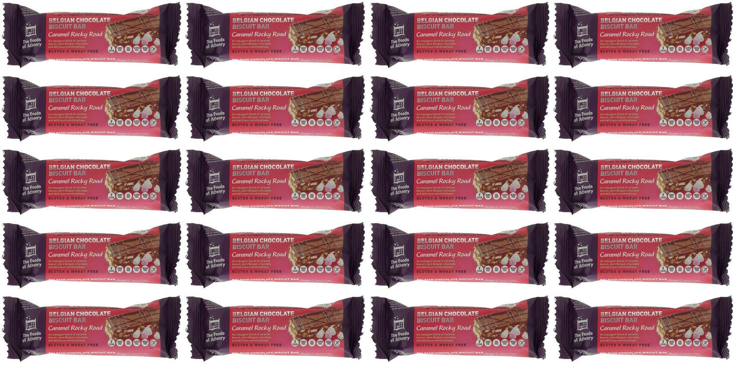 20 x The Foods Of Athenry Belgian Chocolate Biscuit Bar Caramel Rocky Road 55G