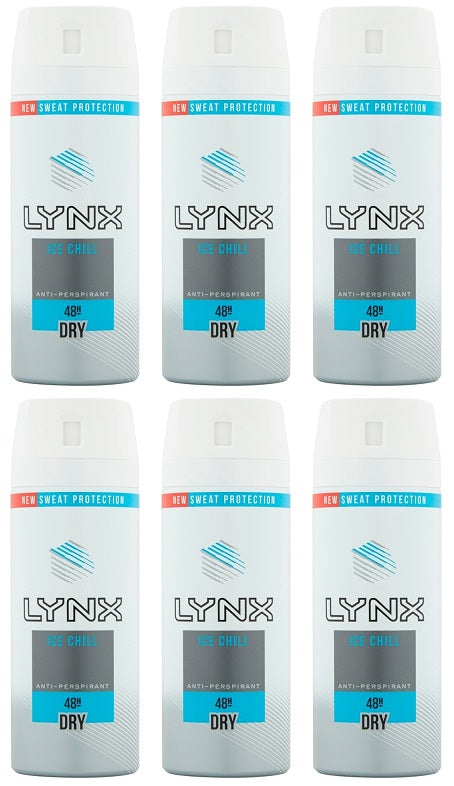 6 x Lynx  Anti-Perspirant Deodorant Spray Ice Chill 150 Ml
