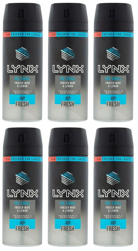 6 x Lynx  Body Spray Ice Chill 150 Ml