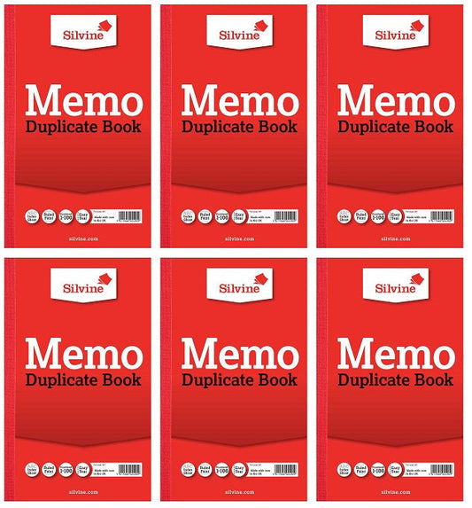 6 x Silvine Memo Duplicate Book