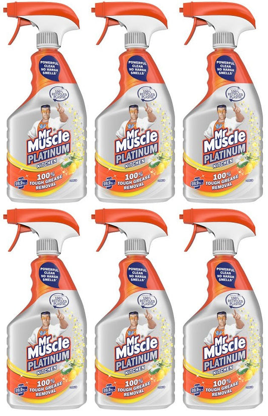 6 x Mr Muscle Platinum Antibacterial Kitchen Spray Citrus 750Ml