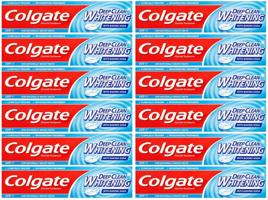 12 x Colgate Deep Clean Whitening Toothpaste With Baking Soda 75Ml