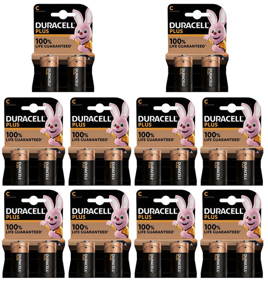 10 x Duracell Plus 100% C 2Pk