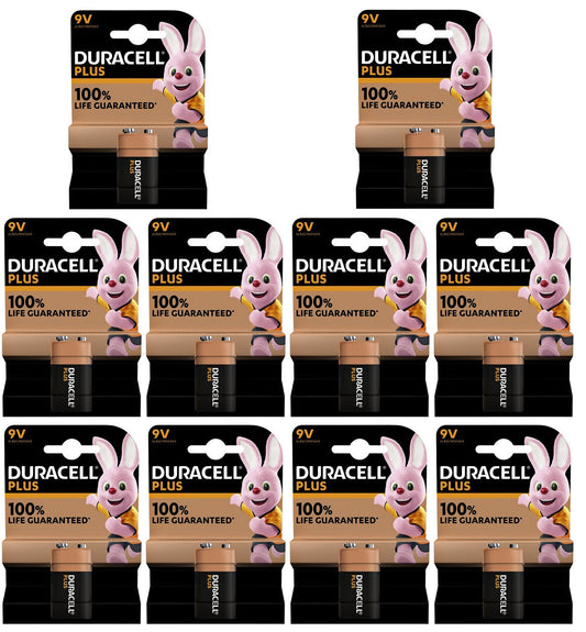 10 x Duracell Plus 9V 1 Pack