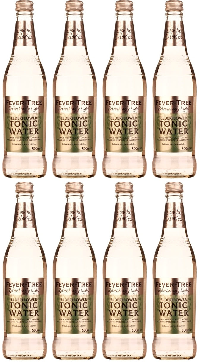8 x Fever-Tree Refreshingly Light Elderflower Tonic Water 500Ml
