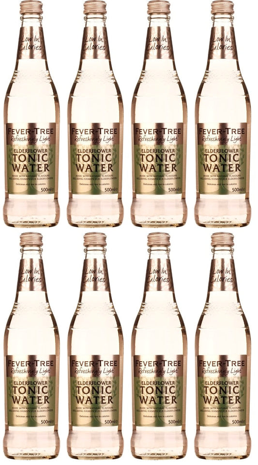 8 x Fever-Tree Refreshingly Light Elderflower Tonic Water 500Ml