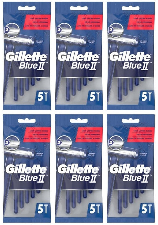 6 x Gillette Blueii Men's Disposable Razors X5
